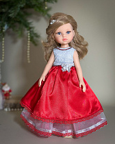 Платье бальное  на куклу Paola Reina 33 см, красное